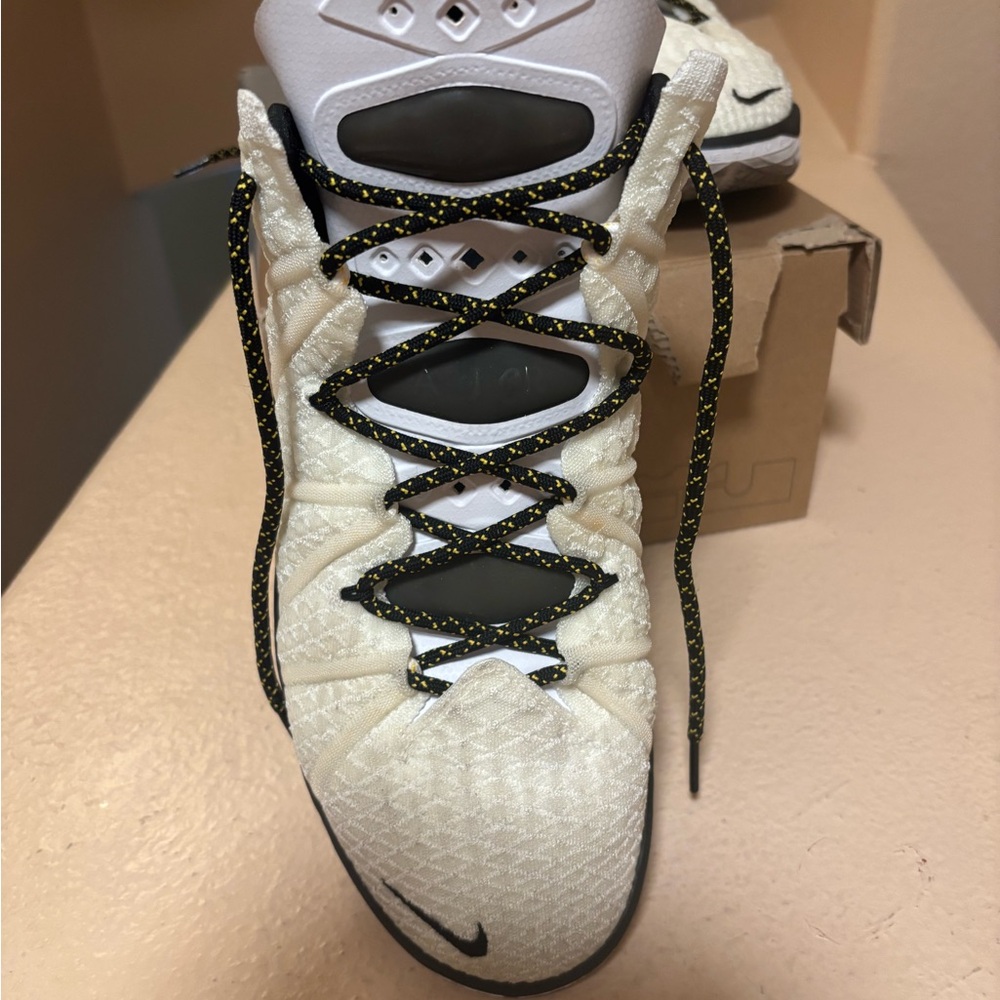 Nike Men’s Cream and Black LeBron XVIII Athletic Shoes
